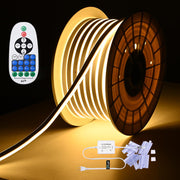 Flexible Warm White Neon Rope Light 100' RF Remote