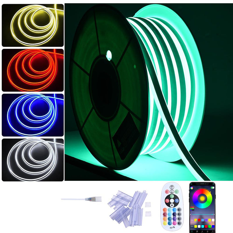 TheDisplayOutlet Hardwire 120V Outdoor Neon Rope Light RGBW App Music Sync RF Remote Image