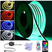 TheDisplayOutlet Outdoor Rope Light RGBW Neon Strip App Music Sync RF Remote, 50ft Image