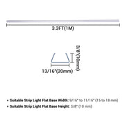 3/8"x11/16" PVC U-Channels Mounting 3ft 5ct/pk