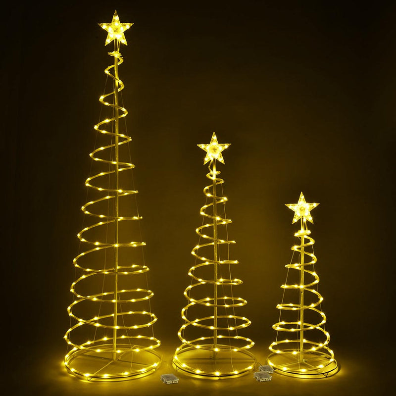 3ct Lighted Spiral Xmas Trees Battery Powered 6ft 4ft 3ft