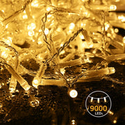 TheDisplayOutlet 9,000LEDs, Icicle Christmas Lights (10x) 29.5ft, 120V, 2700K Image