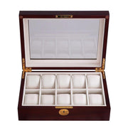 10-Slot Matte Finish Wood Watch Display Case