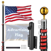 TheDisplayOutlet 20ft Telescopic Banner Poles with Mount, Black Pole & Fence Mount & 1 Flag Image