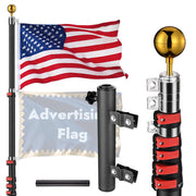 TheDisplayOutlet 20ft Telescopic Banner Poles with Mount, Black Pole & Ladder Mount & 1 Flag Image