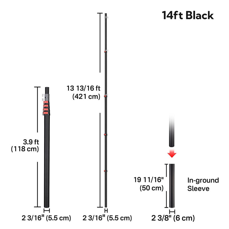TheDisplayOutlet Aluminum Antenna Mast for Starlink, Car Dealership Events, 14ft Black Image