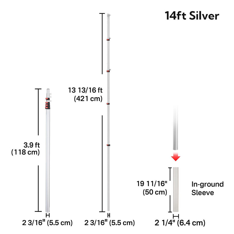 TheDisplayOutlet Aluminum Antenna Mast for Starlink, Car Dealership Events, 14ft Silver Image