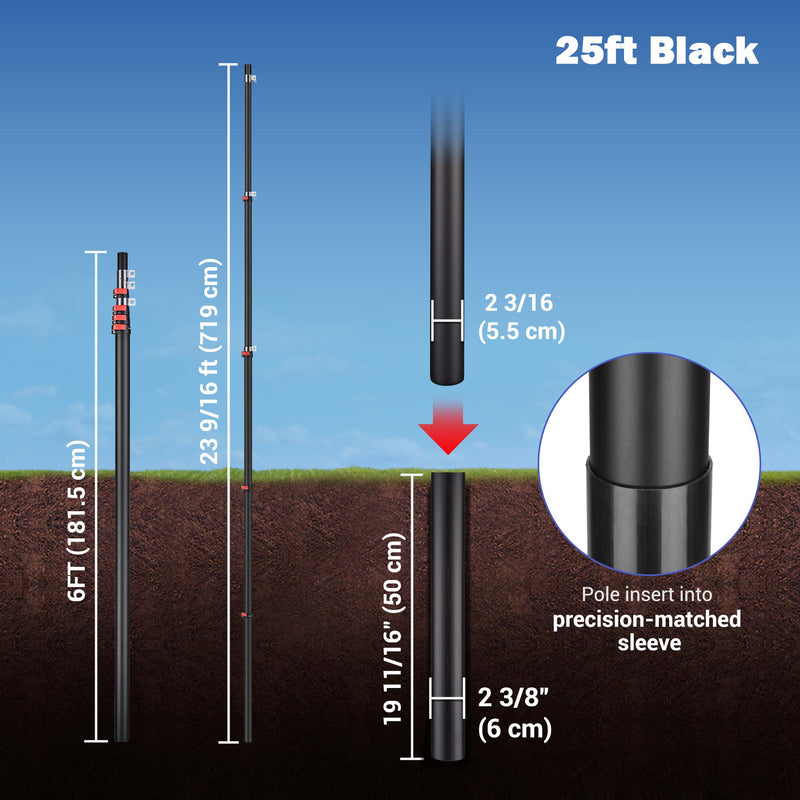 TheDisplayOutlet Aluminum Antenna Mast for Starlink, Car Dealership Events, 25ft Black Image