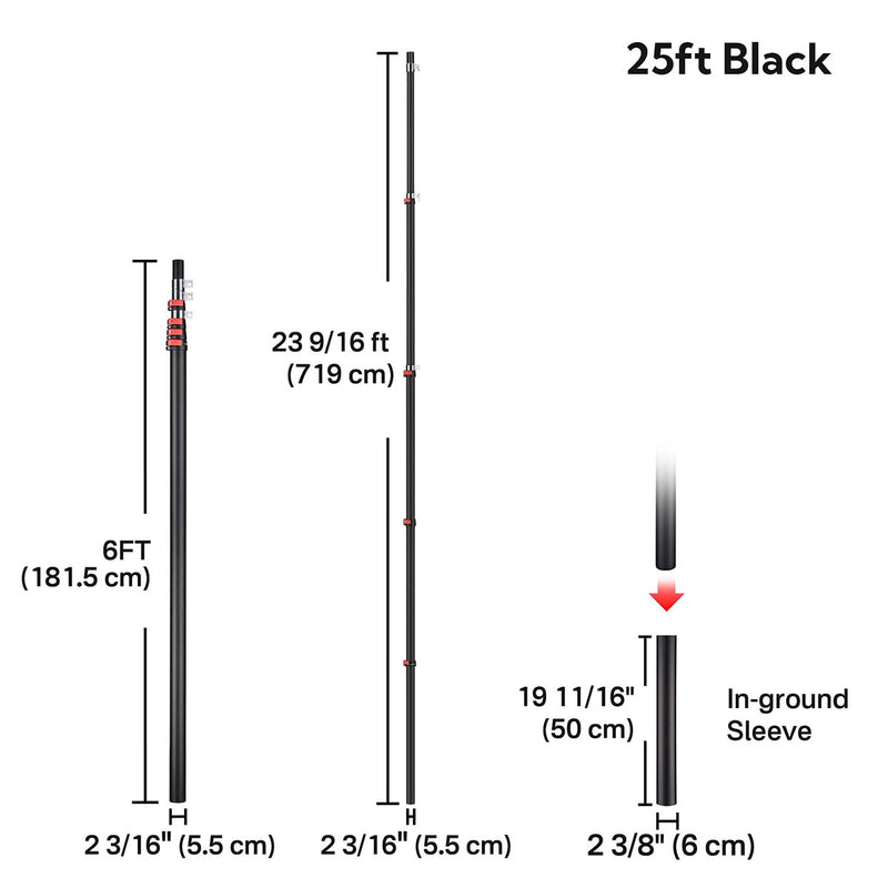 TheDisplayOutlet Aluminum Antenna Mast for Starlink, Car Dealership Events, 25ft Black Image