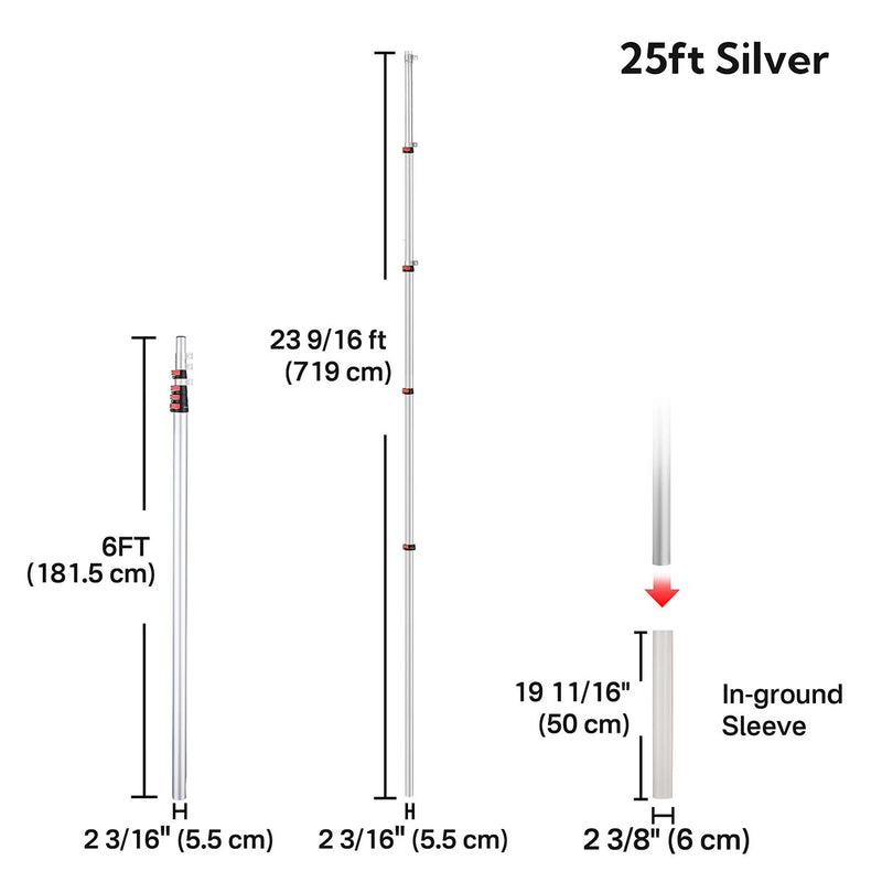 TheDisplayOutlet Aluminum Antenna Mast for Starlink, Car Dealership Events, 25ft Silver Image