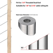 1/8" Cable Railing Kit 30pcs 1/4" 30 Degree Angle Beveled Washers