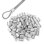 TheDisplayOutlet Aluminum Crimping Sleeve/Ferrule for 1/8" Batting Cage Cable 100ct. Image