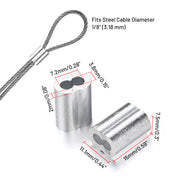 TheDisplayOutlet Aluminum Crimping Sleeve/Ferrule for 1/8" Batting Cage Cable 100ct. Image