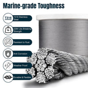 TheDisplayOutlet 4.8mm 3/16" Batting Cage Cable 316 Stainless Steel, 7x19, 500ft Image