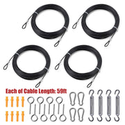 TheDisplayOutlet Stainless Steel Pad Eye Turnbuckle Carabiner, 8 Hardware Kit, 5-7in with 4x60ft Cable Image