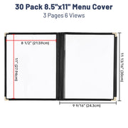 Clear Menu Covers 8.5x11 Black Menu Holder