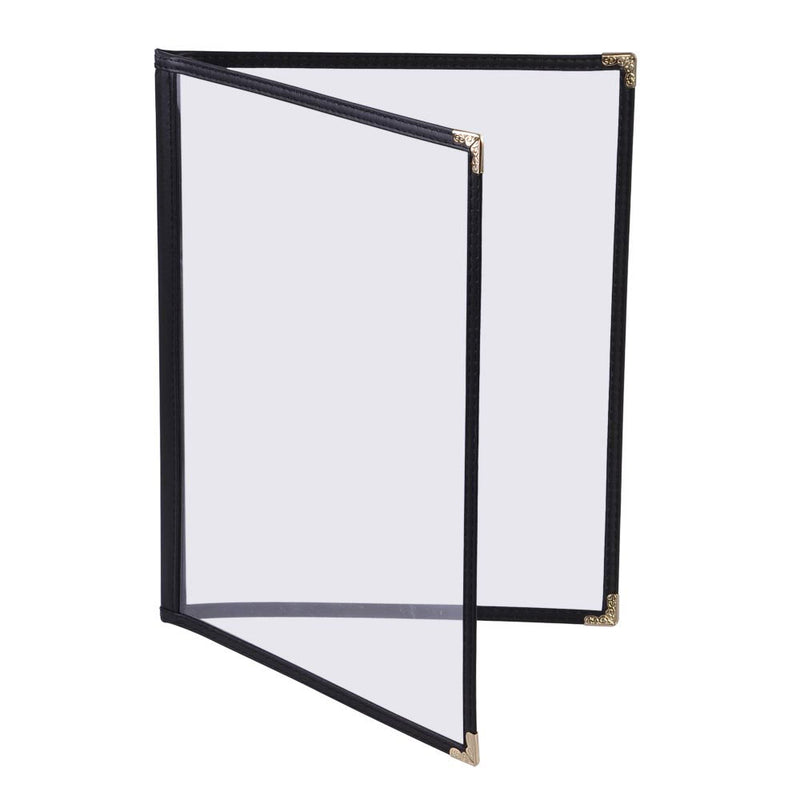 TheDisplayOutlet Clear Menu Covers 60ct/pk 8.5x11 2-Page 4-View, Black Image