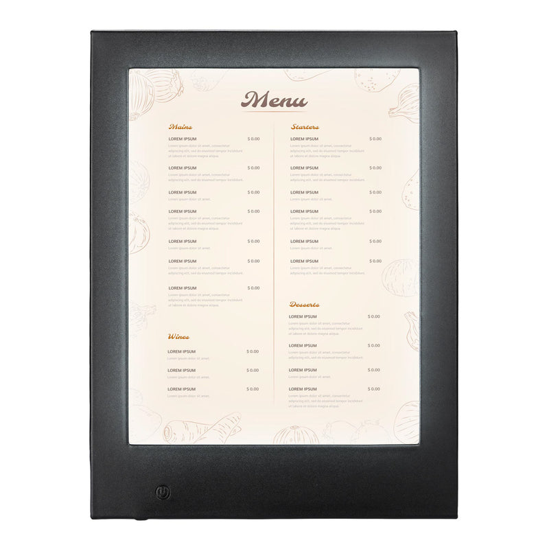 LED Menu Cover Illuminated Menus 8.5x11 with Adaptor