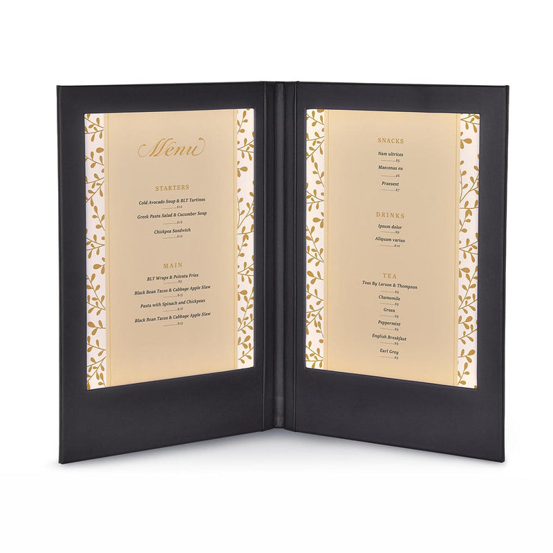 LED Menu Cover Illuminated Menus 8.5x11 with Adaptor