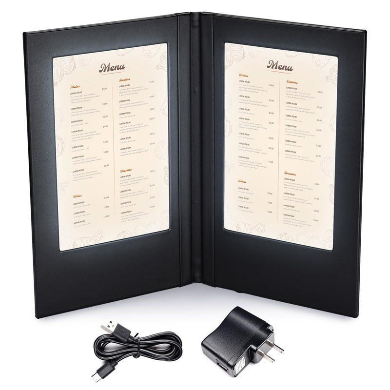 TheDisplayOutlet LED Backlit Menus Illuminated with Adaptor, 5.8x8.3in Book Style 2-View 1ct/pk Image