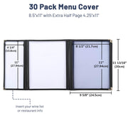 Clear Menu Covers 8.5x11 & Half 30ct/Pack