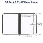 Clear Menu Covers 8.5x11 Black Menu Holder