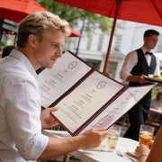 TheDisplayOutlet Wine Red Clear Menu Covers 8.5x14 30ct/pk Image