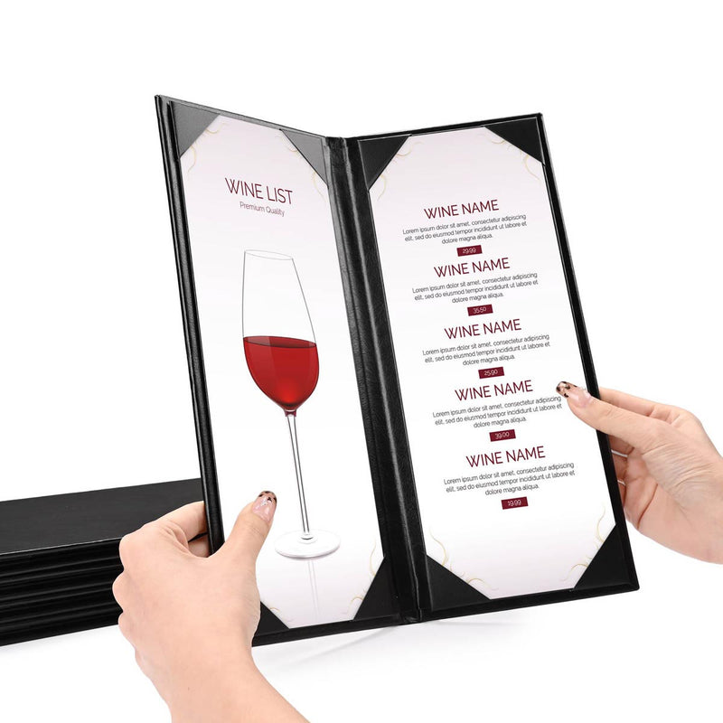 Menu Covers PU Leather Wine Drinks Menu Holder 4.25x11 5ct/Pack