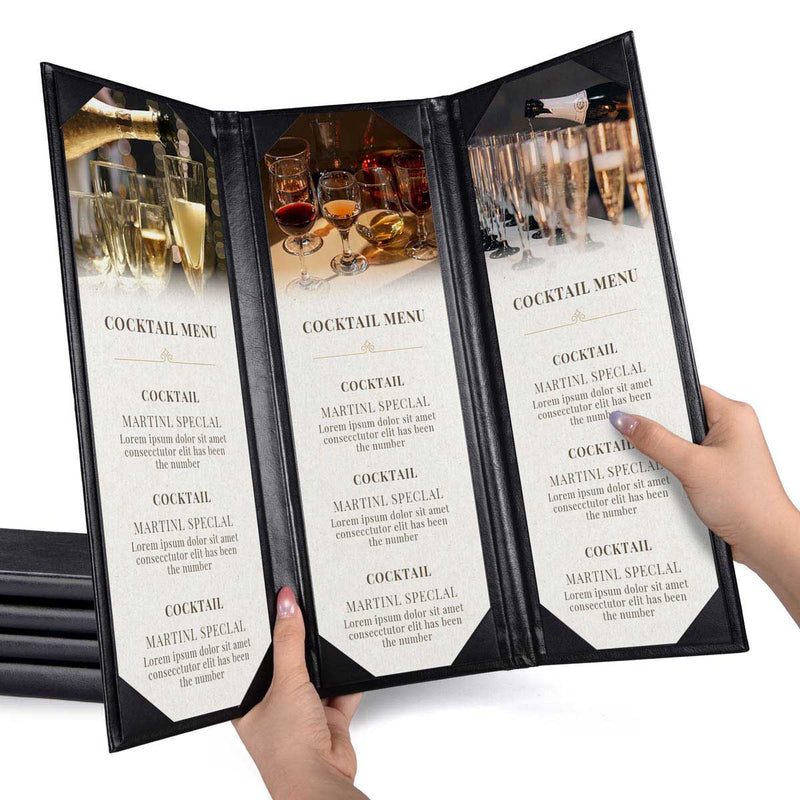 Menu Covers PU Leather Wine Drinks Menu Holder 4.25x14 5ct/Pack