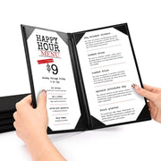 TheDisplayOutlet Menu Covers PU Leather Wine Drinks Menu Holder 4.25x11 5ct/Pack, 5x9in Book Style 2-View Image
