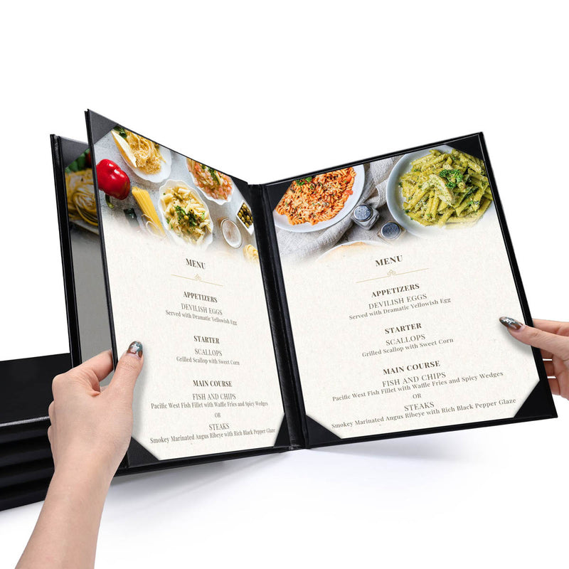 TheDisplayOutlet Menu Covers PU Leather 5ct/Pack 8.5x11, Book Style 4-View Image