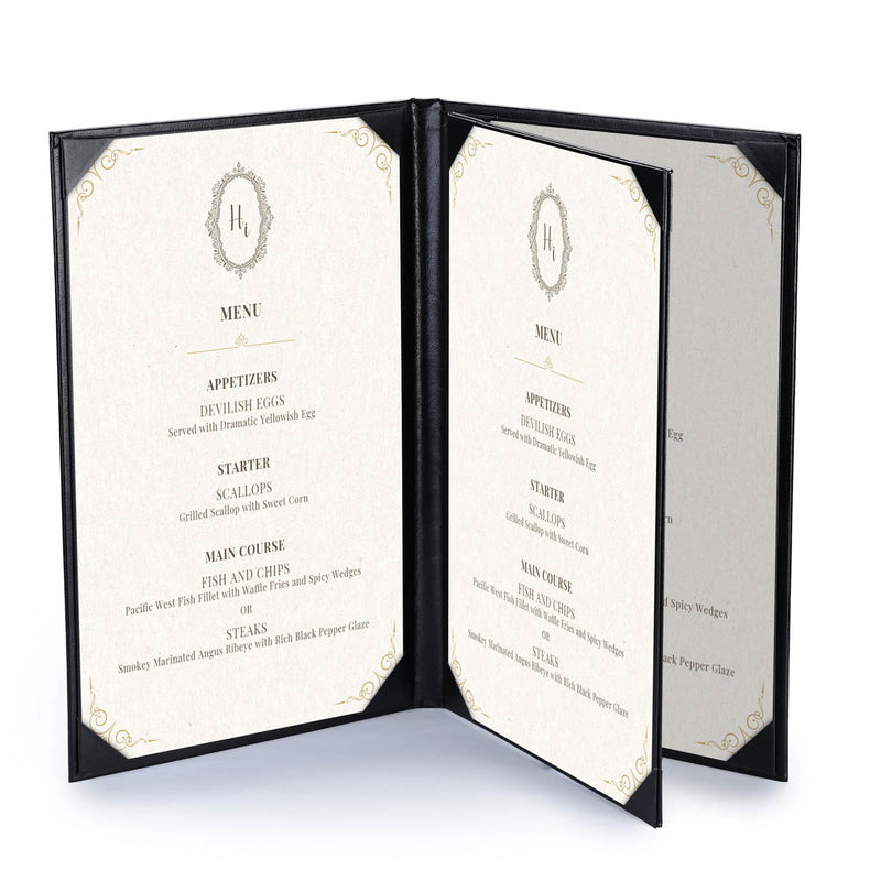TheDisplayOutlet Custom Menu Covers PU Leather 8.5x14, 4-View(5ct.) Image