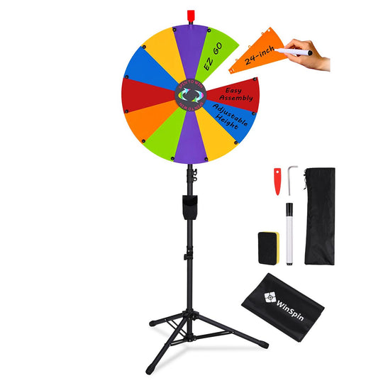 24" Portable Modular Prize Wheel with Tripod Stand 12-Slot