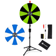 TheDisplayOutlet 24" Portable Modular Prize Wheel with Tripod Stand 12-Slot, Black & Green Image