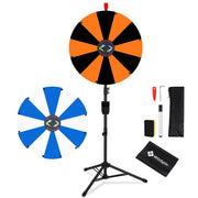 TheDisplayOutlet 24" Portable Modular Prize Wheel with Tripod Stand 12-Slot, Black & Orange Image