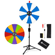 TheDisplayOutlet 24" Portable Modular Prize Wheel with Tripod Stand 12-Slot, Blue & White Image