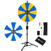 TheDisplayOutlet 24" Portable Modular Prize Wheel with Tripod Stand 12-Slot, Blue & Yellow Image