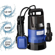 Submersible Dirty Water Pump w/ Float, 1/2HP 400W