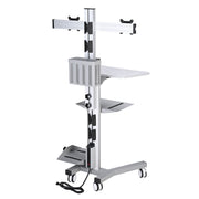 Mobile Computer Cart with Power Dual Monitor Mount