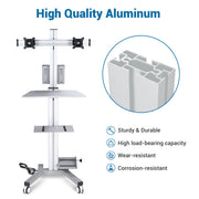TheDisplayOutlet Mobile Computer Cart with Power Dual Monitor Mount Image