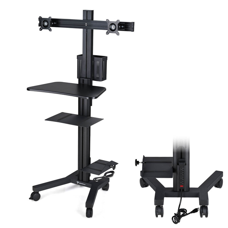 TheDisplayOutlet Dual Monitor Mobile Computer Cart for Telemedicine, Black - Two 32in Monitor Image