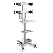 TheDisplayOutlet NexusX 2×2 Quad-Monitor Mobile Computer Cart for 10-21in Screens, Silver Image