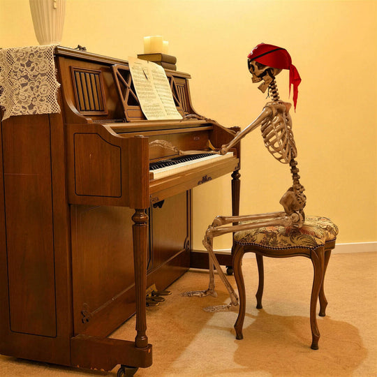 5'5" Full Body Cowboy Pirate Skeleton Posable Halloween Decoration