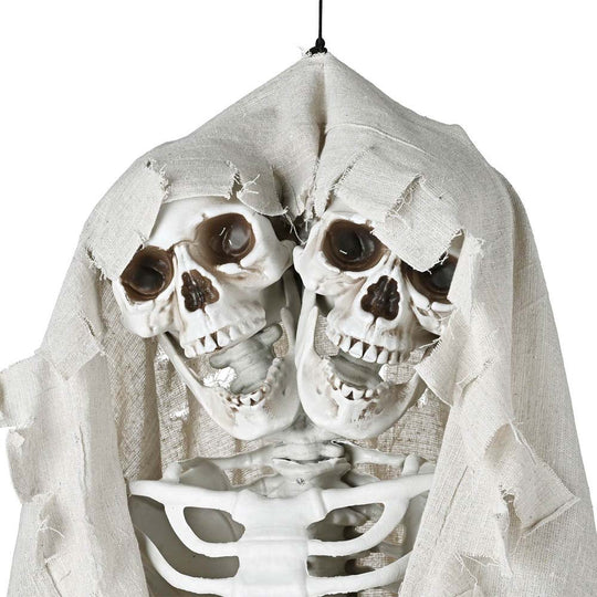 5'5" Full Body Two-Head Skeleton Posable Halloween Decoration