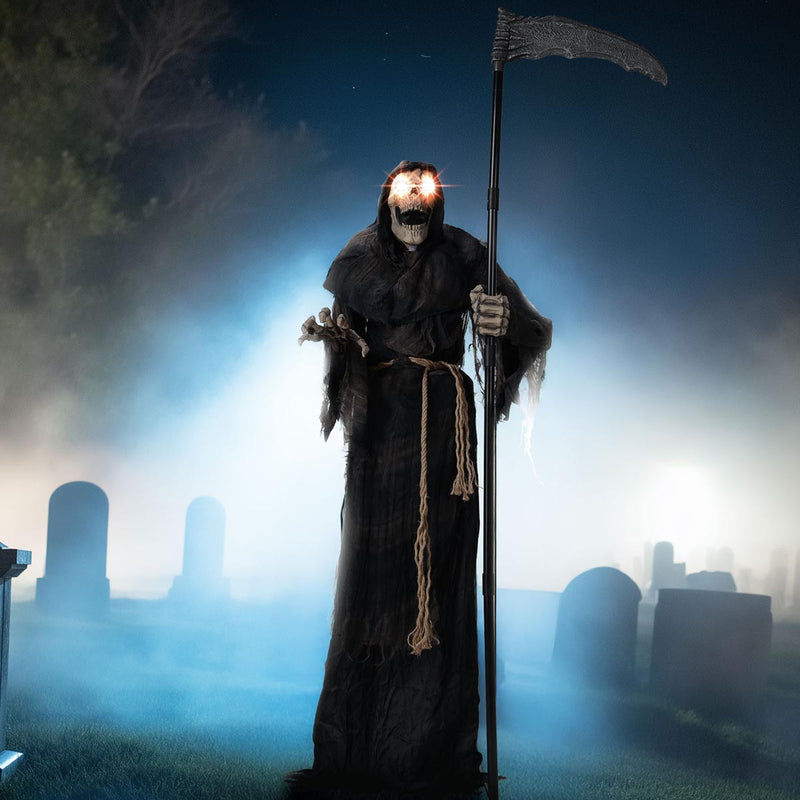 6' Grim Reaper with Scythe Animated Halloween Porch Decor