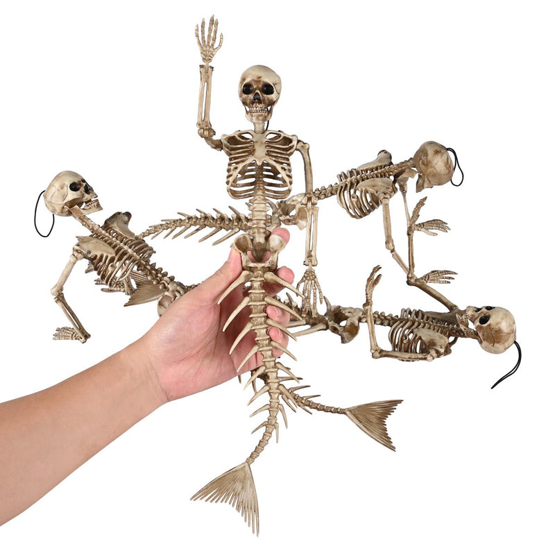 TheDisplayOutlet Animal Skeleton Halloween Decorations, Mermaid 4ct/pk Image