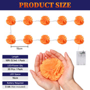 TheDisplayOutlet 10' Marigold Lights 20 LEDs Halloween Garland Day of Dead, 2ct. Image