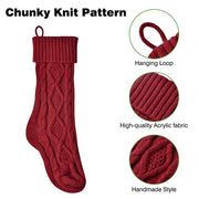 TheDisplayOutlet Knitted Christmas Stockings Set(4) Red Handmade Stockings 18in Image