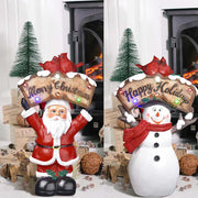 TheDisplayOutlet LED Christmas Figurine 12" Santa Snowman Resin Image