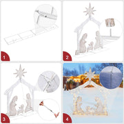 TheDisplayOutlet Large 4ft Twinkle Lighted Nativity Scene Set for Yard Christmas Image